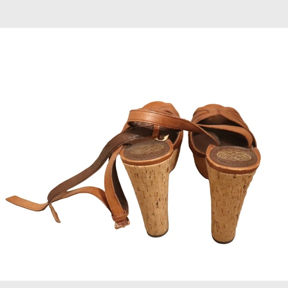 Vince Camuto brown leather wedges size 8.5 - Picture 2 of 4